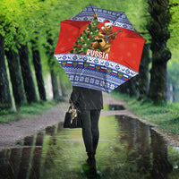 Russia Christmas Umbrella Brown Bear Playing Balalaika - Wonder Print Shop