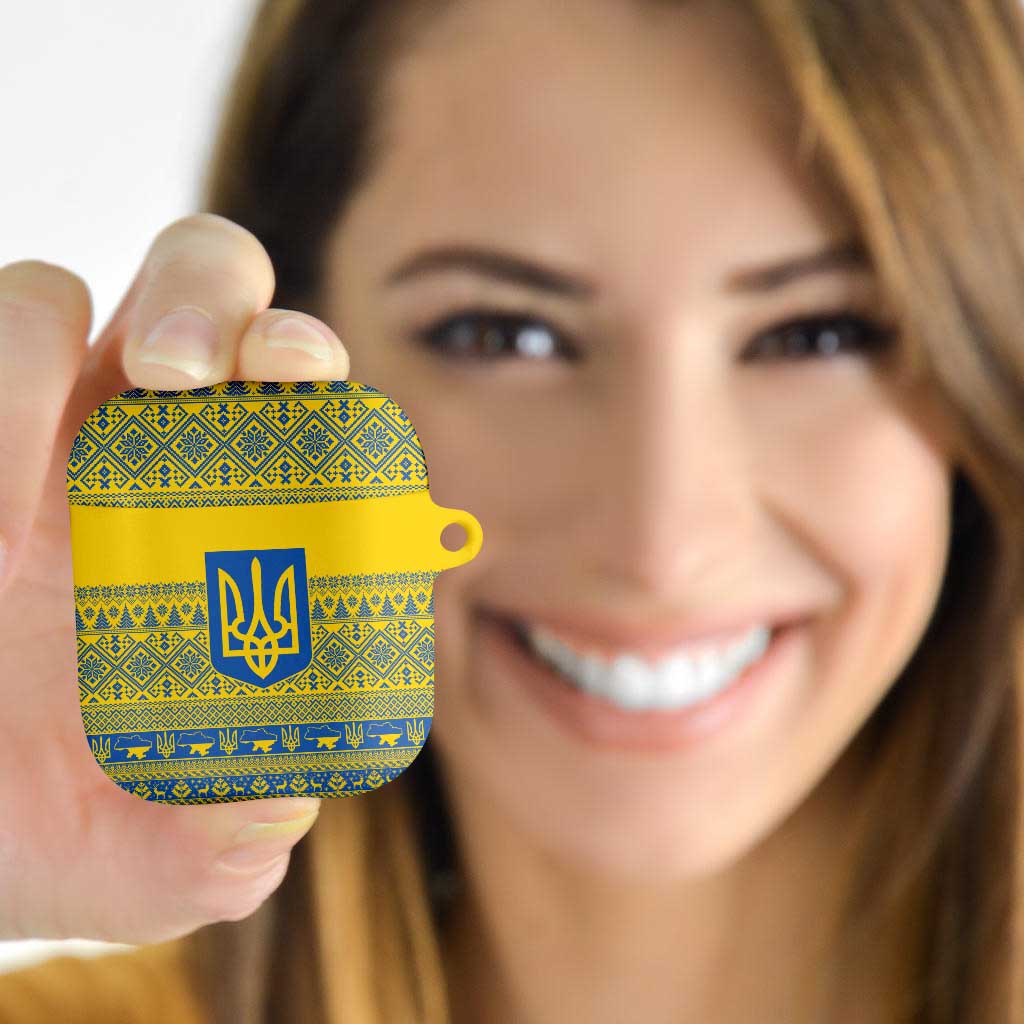 Ukraine Trident Christmas AirPods Case Vyshyvanka Patterns - Wonder Print Shop