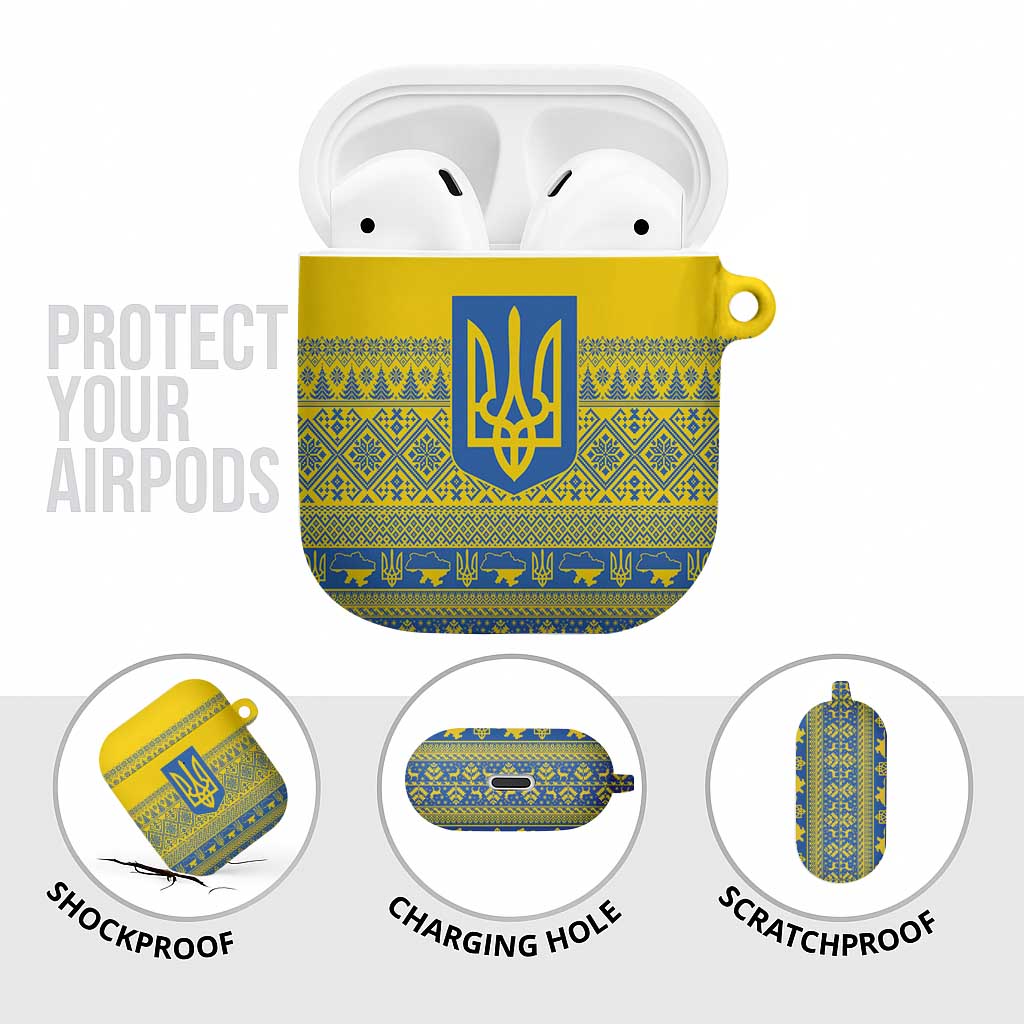 Ukraine Trident Christmas AirPods Case Vyshyvanka Patterns - Wonder Print Shop