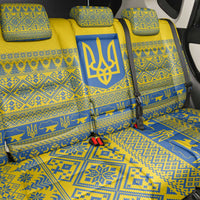 Ukraine Trident Christmas Back Car Seat Cover Vyshyvanka Patterns - Wonder Print Shop