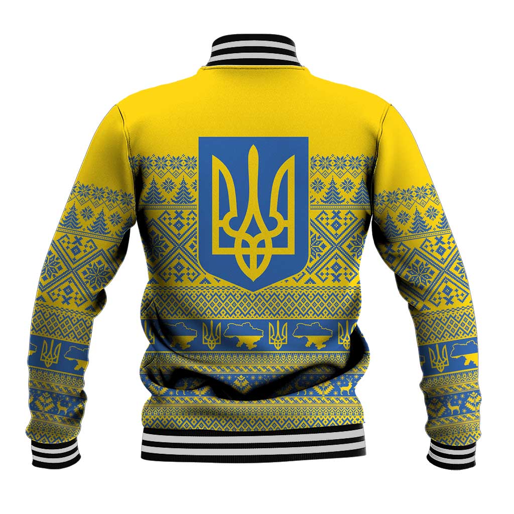Ukraine Trident Christmas Baseball Jacket Vyshyvanka Patterns - Wonder Print Shop