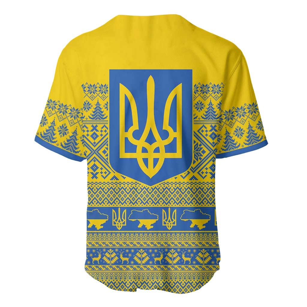 Ukraine Trident Christmas Baseball Jersey Vyshyvanka Patterns - Wonder Print Shop