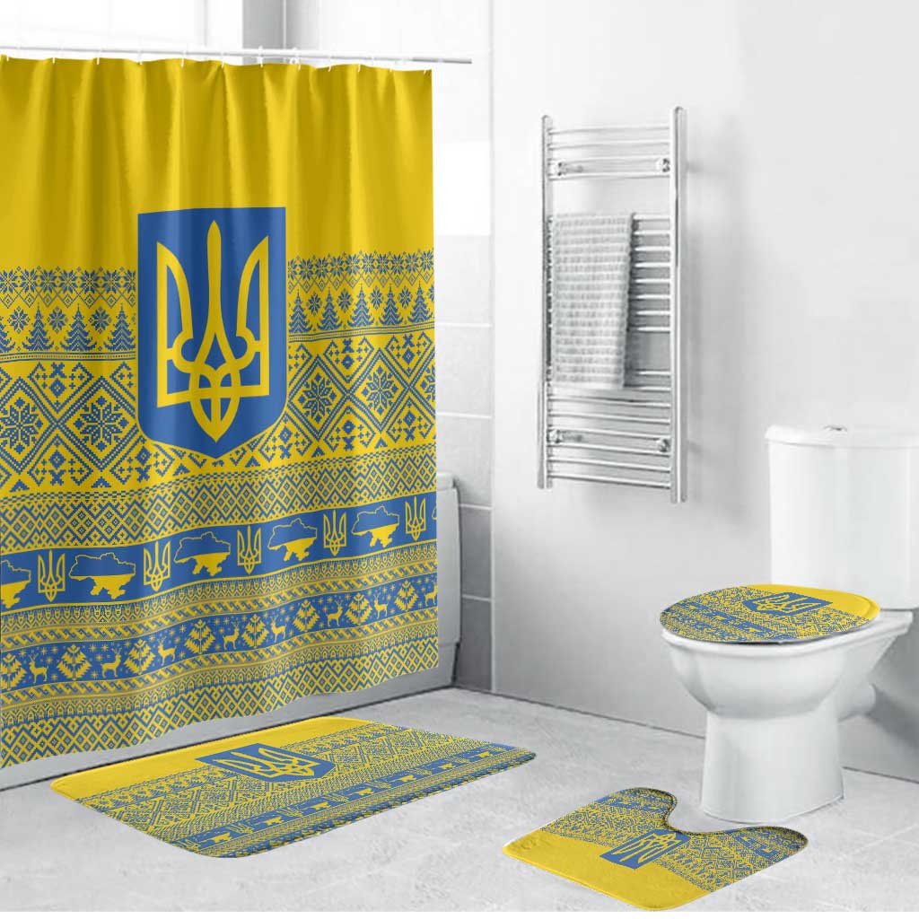 Ukraine Trident Christmas Bathroom Set Vyshyvanka Patterns - Wonder Print Shop