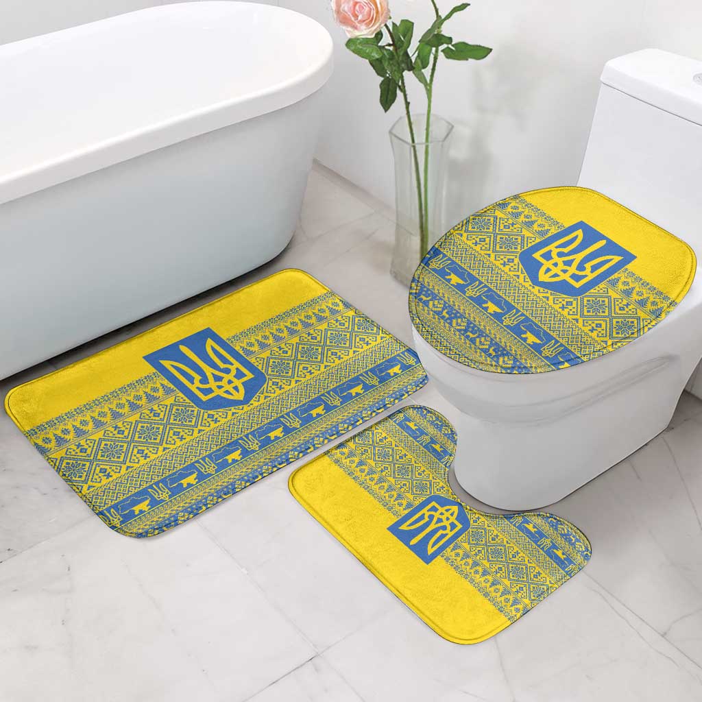 Ukraine Trident Christmas Bathroom Set Vyshyvanka Patterns - Wonder Print Shop