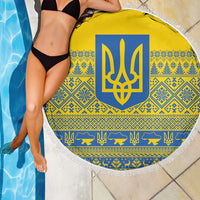 Ukraine Trident Christmas Beach Blanket Vyshyvanka Patterns - Wonder Print Shop