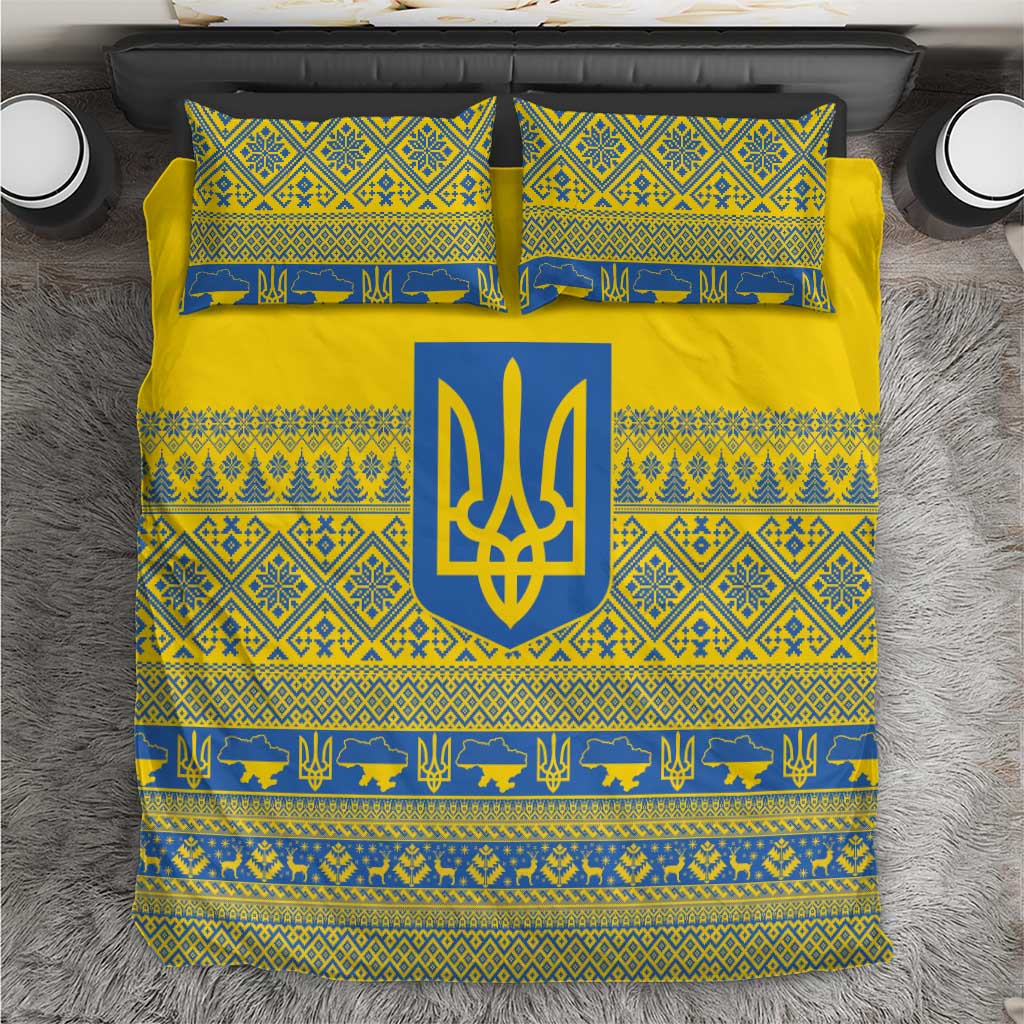 Ukraine Trident Christmas Bedding Set Vyshyvanka Patterns - Wonder Print Shop