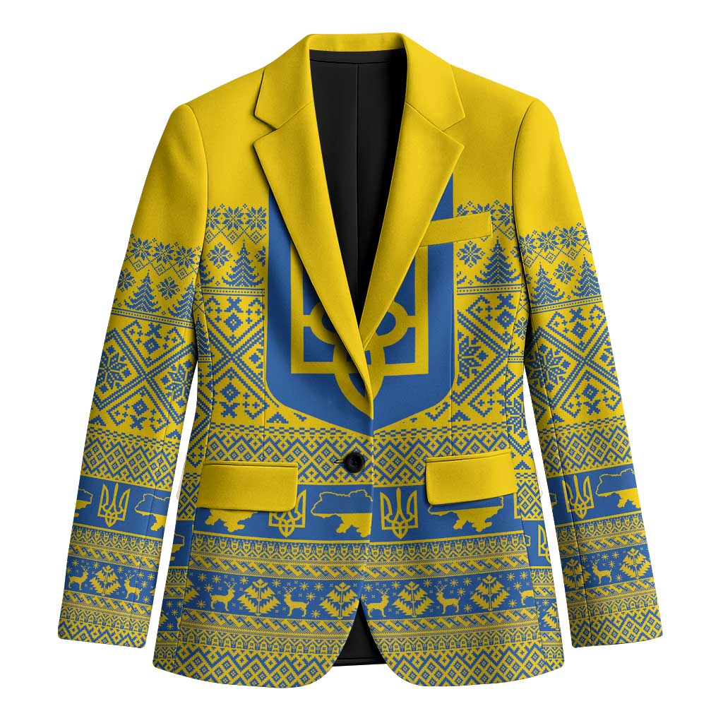 Ukraine Trident Christmas Blazer Vyshyvanka Patterns - Wonder Print Shop