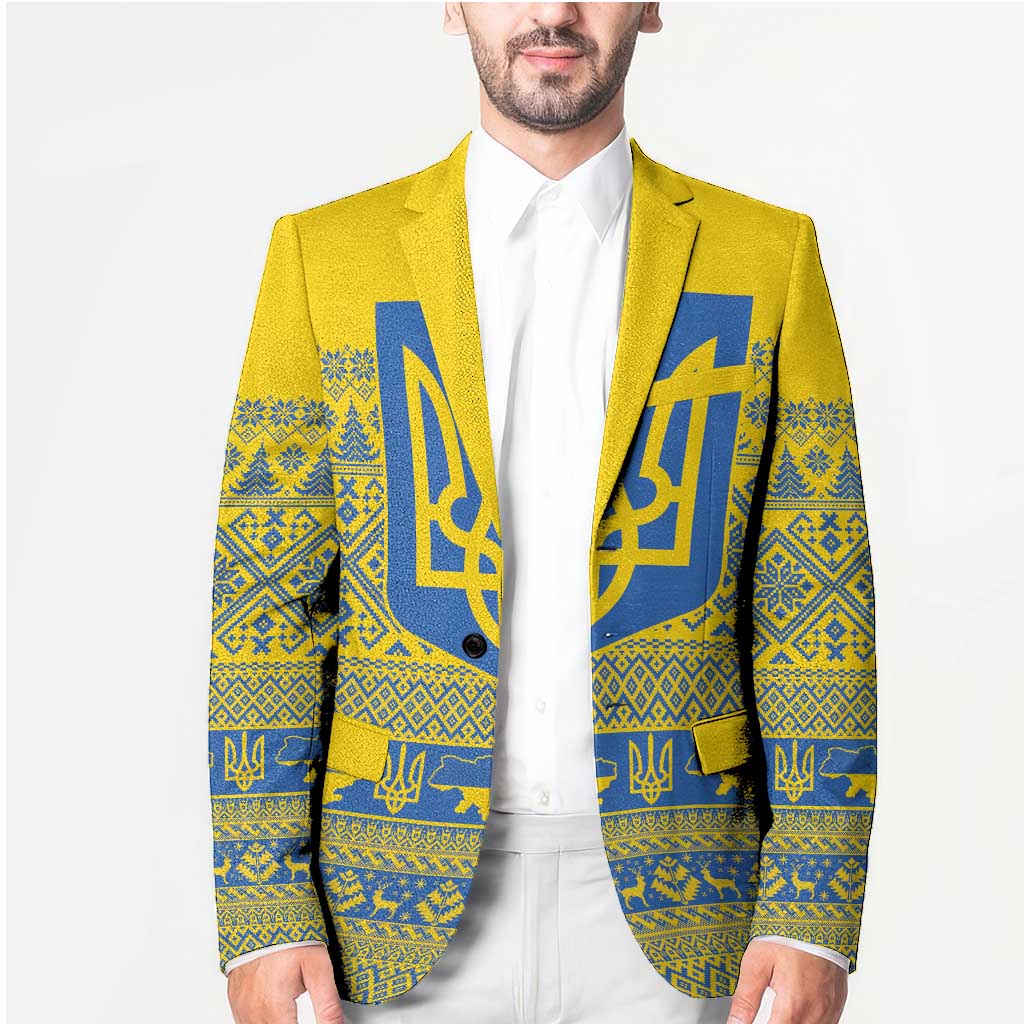 Ukraine Trident Christmas Blazer Vyshyvanka Patterns - Wonder Print Shop