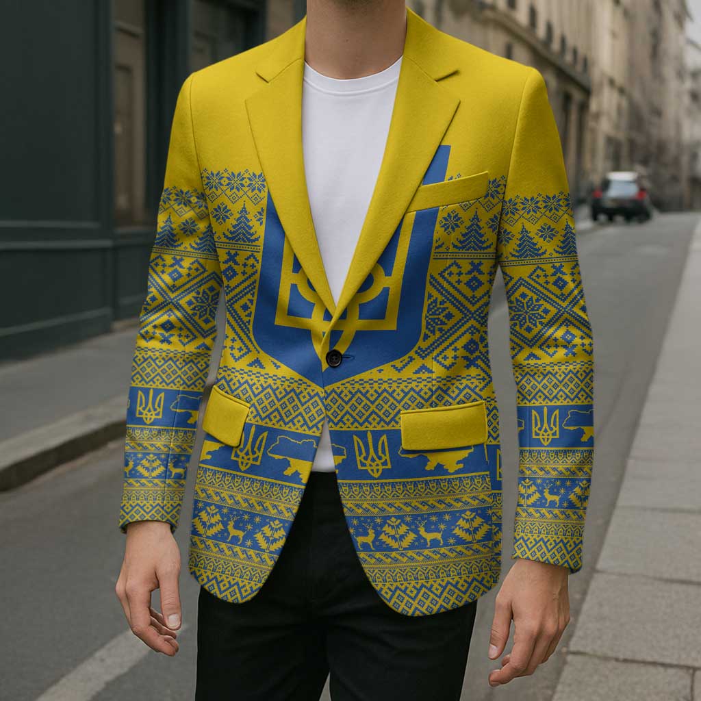 Ukraine Trident Christmas Blazer Vyshyvanka Patterns - Wonder Print Shop