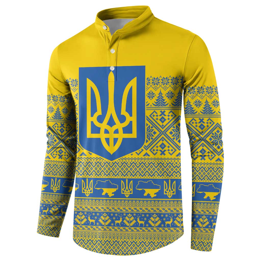 Ukraine Trident Christmas Button Sweatshirt Vyshyvanka Patterns - Wonder Print Shop