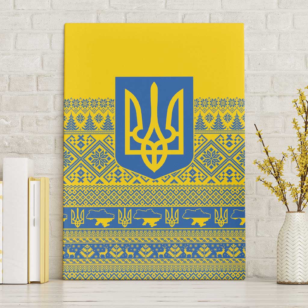 Ukraine Trident Christmas Canvas Wall Art Vyshyvanka Patterns - Wonder Print Shop