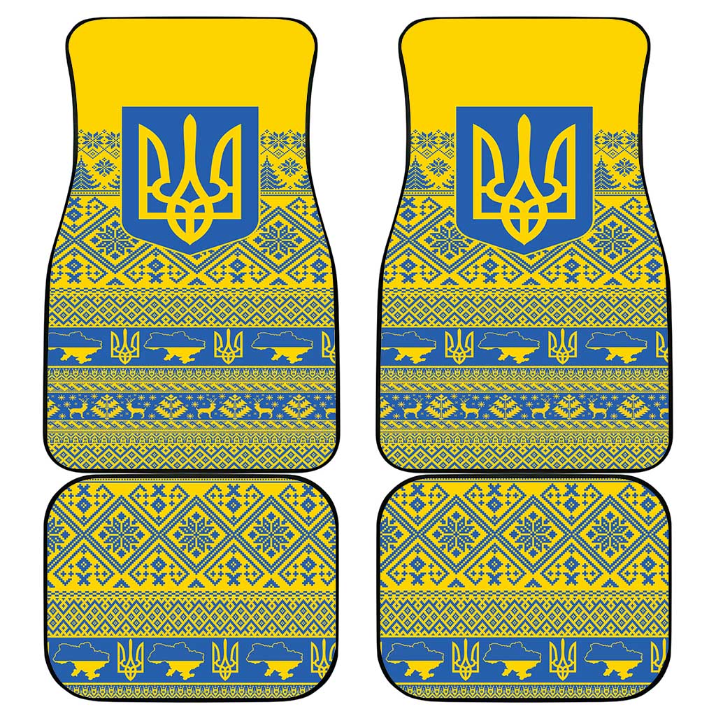 Ukraine Trident Christmas Car Mats Vyshyvanka Patterns - Wonder Print Shop