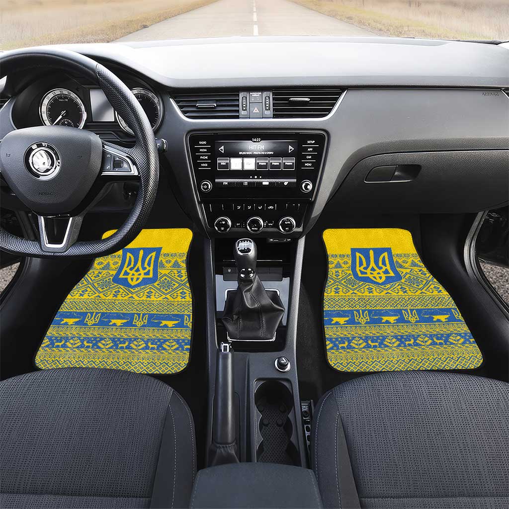 Ukraine Trident Christmas Car Mats Vyshyvanka Patterns - Wonder Print Shop