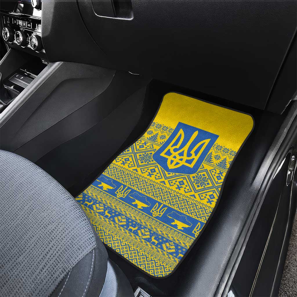 Ukraine Trident Christmas Car Mats Vyshyvanka Patterns - Wonder Print Shop