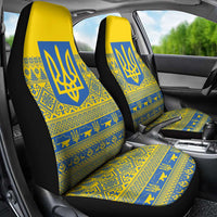 Ukraine Trident Christmas Car Seat Cover Vyshyvanka Patterns - Wonder Print Shop