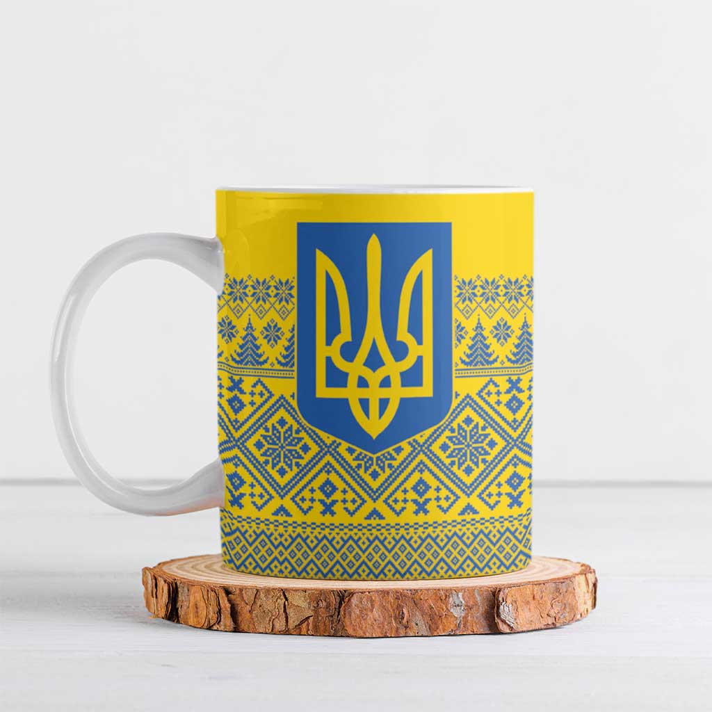 Ukraine Trident Christmas Ceramic Mug Vyshyvanka Patterns - Wonder Print Shop