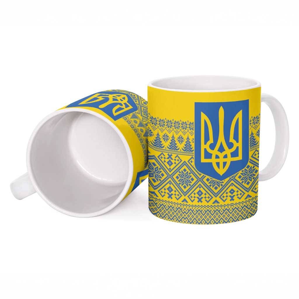 Ukraine Trident Christmas Ceramic Mug Vyshyvanka Patterns - Wonder Print Shop