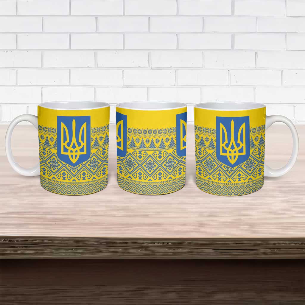 Ukraine Trident Christmas Ceramic Mug Vyshyvanka Patterns - Wonder Print Shop