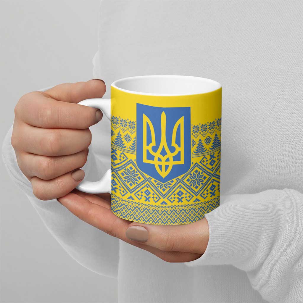 Ukraine Trident Christmas Ceramic Mug Vyshyvanka Patterns - Wonder Print Shop