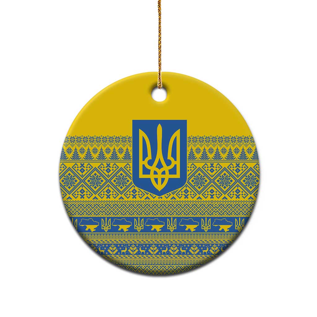 Ukraine Trident Christmas Ceramic Ornament Vyshyvanka Patterns - Wonder Print Shop