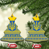 Ukraine Trident Christmas Ceramic Ornament Vyshyvanka Patterns - Wonder Print Shop