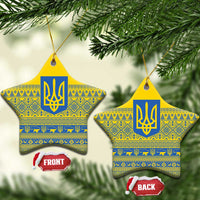 Ukraine Trident Christmas Ceramic Ornament Vyshyvanka Patterns - Wonder Print Shop