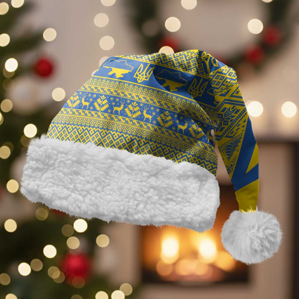 Ukraine Trident Christmas Santa Hat Vyshyvanka Patterns - Wonder Print Shop