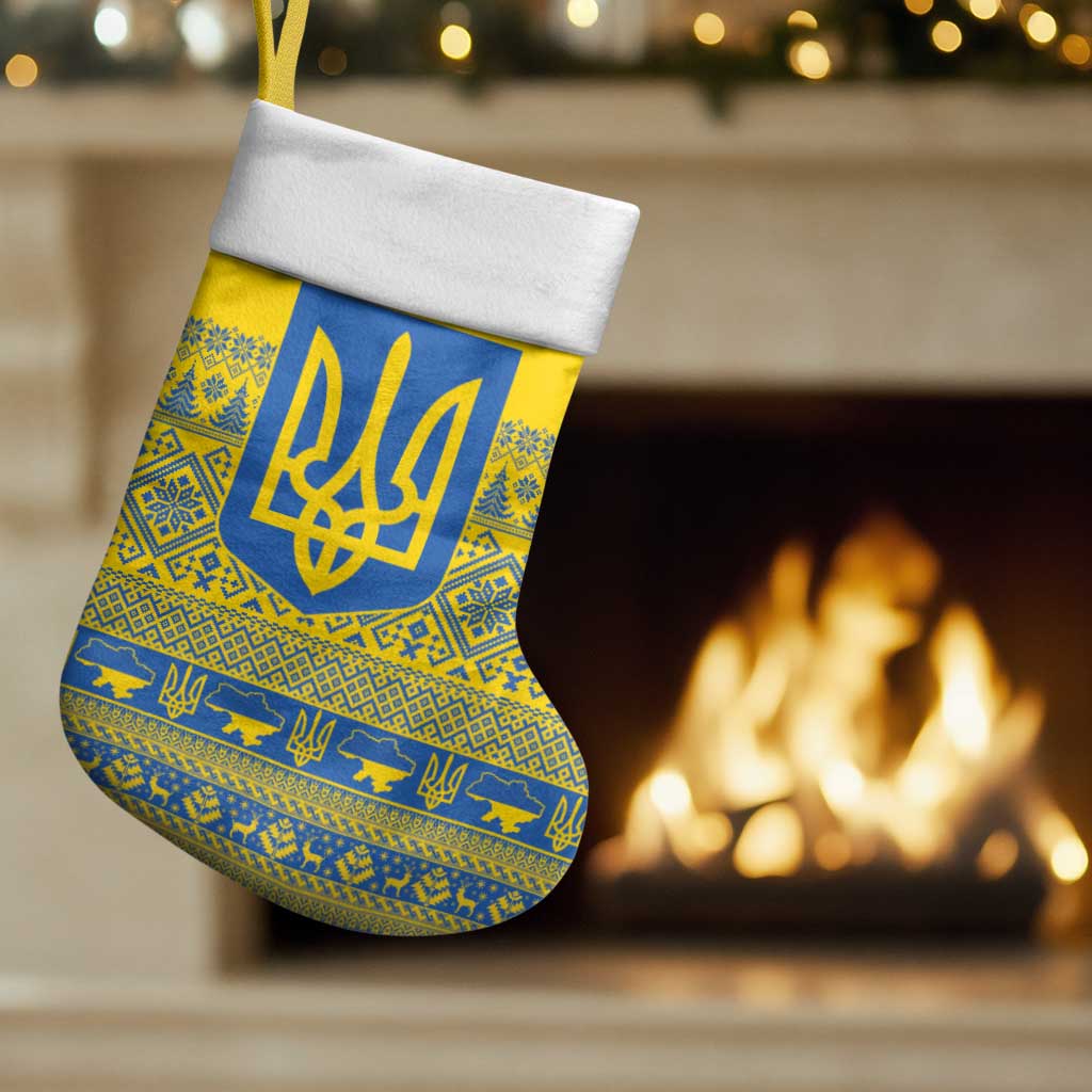 Ukraine Trident Christmas Stocking Vyshyvanka Patterns - Wonder Print Shop