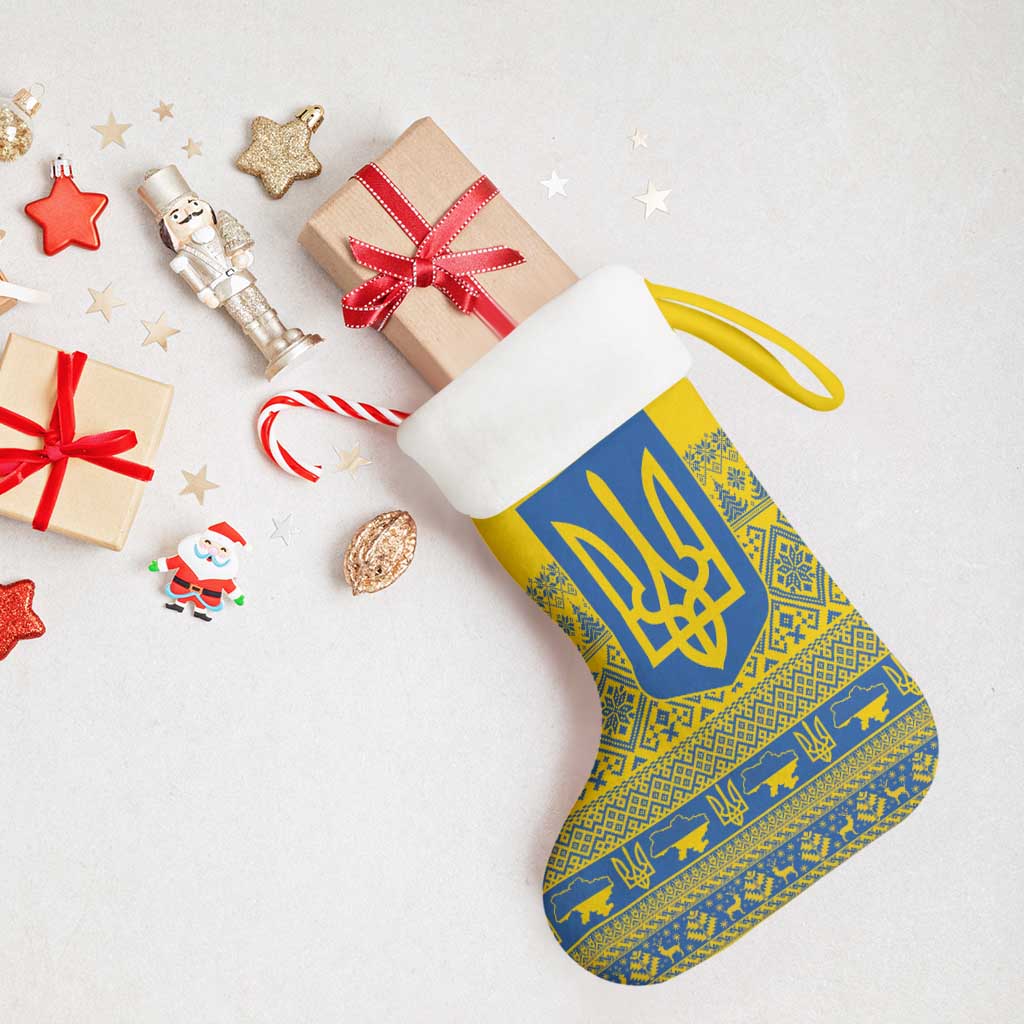 Ukraine Trident Christmas Stocking Vyshyvanka Patterns - Wonder Print Shop