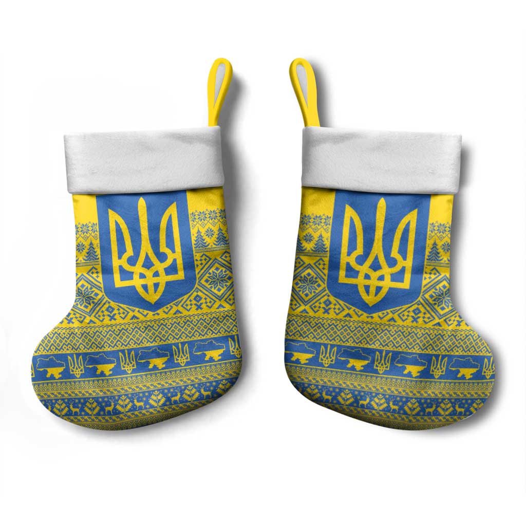 Ukraine Trident Christmas Stocking Vyshyvanka Patterns - Wonder Print Shop