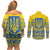 Ukraine Trident Christmas Couples Matching Off Shoulder Short Dress and Long Sleeve Button Shirt Vyshyvanka Patterns - Wonder Print Shop