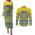 Ukraine Trident Christmas Couples Matching Puletasi and Long Sleeve Button Shirt Vyshyvanka Patterns - Wonder Print Shop