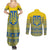 Ukraine Trident Christmas Couples Matching Summer Maxi Dress and Long Sleeve Button Shirt Vyshyvanka Patterns - Wonder Print Shop