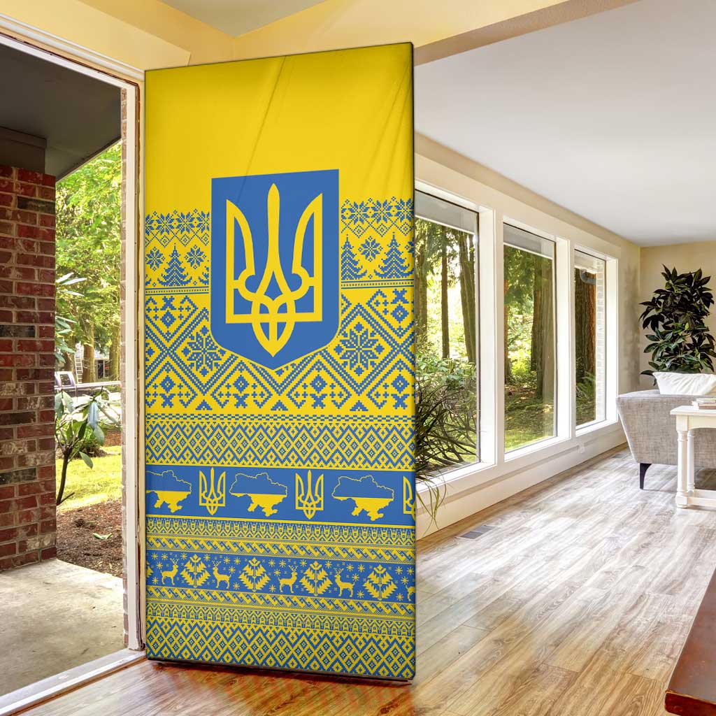Ukraine Trident Christmas Door Cover Vyshyvanka Patterns - Wonder Print Shop