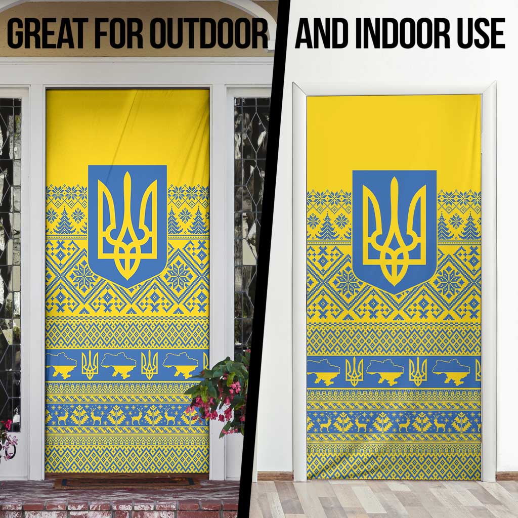 Ukraine Trident Christmas Door Cover Vyshyvanka Patterns - Wonder Print Shop