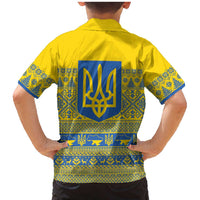 Ukraine Trident Christmas Family Matching Mermaid Dress and Hawaiian Shirt Vyshyvanka Patterns - Wonder Print Shop