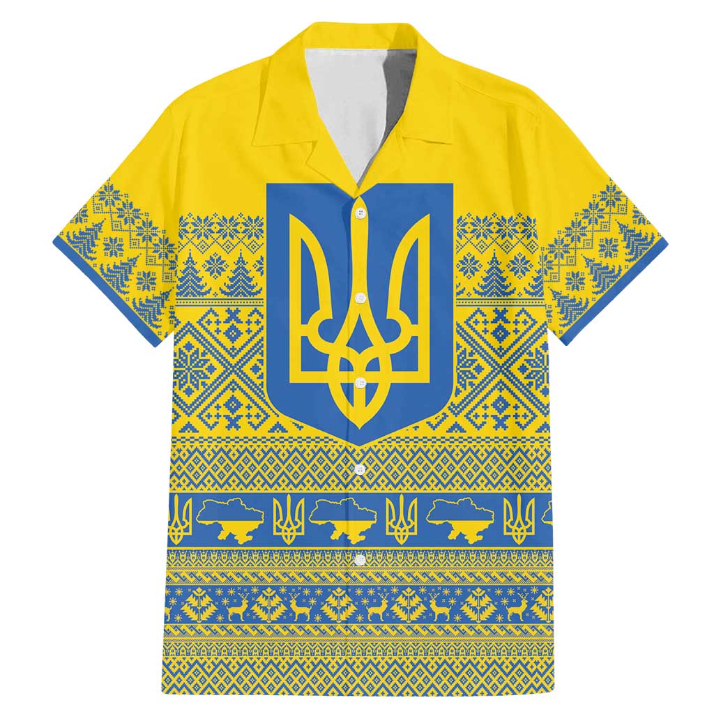 Ukraine Trident Christmas Family Matching Mermaid Dress and Hawaiian Shirt Vyshyvanka Patterns - Wonder Print Shop