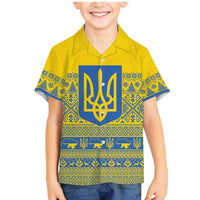 Ukraine Trident Christmas Family Matching Mermaid Dress and Hawaiian Shirt Vyshyvanka Patterns - Wonder Print Shop