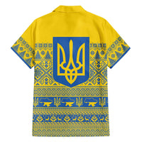 Ukraine Trident Christmas Family Matching Off The Shoulder Long Sleeve Dress and Hawaiian Shirt Vyshyvanka Patterns - Wonder Print Shop