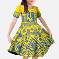 Ukraine Trident Christmas Family Matching Off Shoulder Maxi Dress and Hawaiian Shirt Vyshyvanka Patterns - Wonder Print Shop