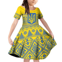 Ukraine Trident Christmas Family Matching Off Shoulder Short Dress and Hawaiian Shirt Vyshyvanka Patterns - Wonder Print Shop