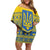 Ukraine Trident Christmas Family Matching Off Shoulder Short Dress and Hawaiian Shirt Vyshyvanka Patterns - Wonder Print Shop