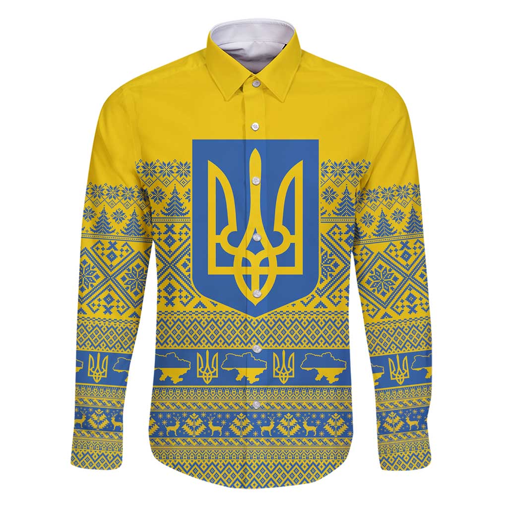 Ukraine Trident Christmas Family Matching Puletasi and Hawaiian Shirt Vyshyvanka Patterns - Wonder Print Shop