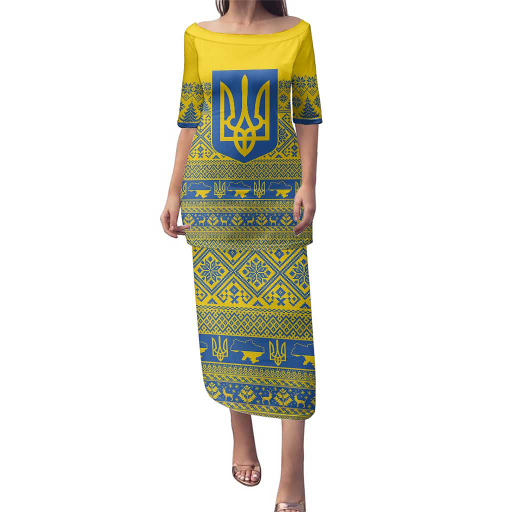 Ukraine Trident Christmas Family Matching Puletasi and Hawaiian Shirt Vyshyvanka Patterns - Wonder Print Shop