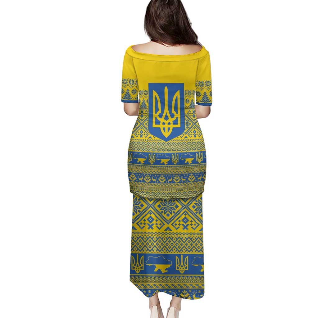 Ukraine Trident Christmas Family Matching Puletasi and Hawaiian Shirt Vyshyvanka Patterns - Wonder Print Shop