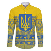 Ukraine Trident Christmas Family Matching Tank Maxi Dress and Hawaiian Shirt Vyshyvanka Patterns - Wonder Print Shop