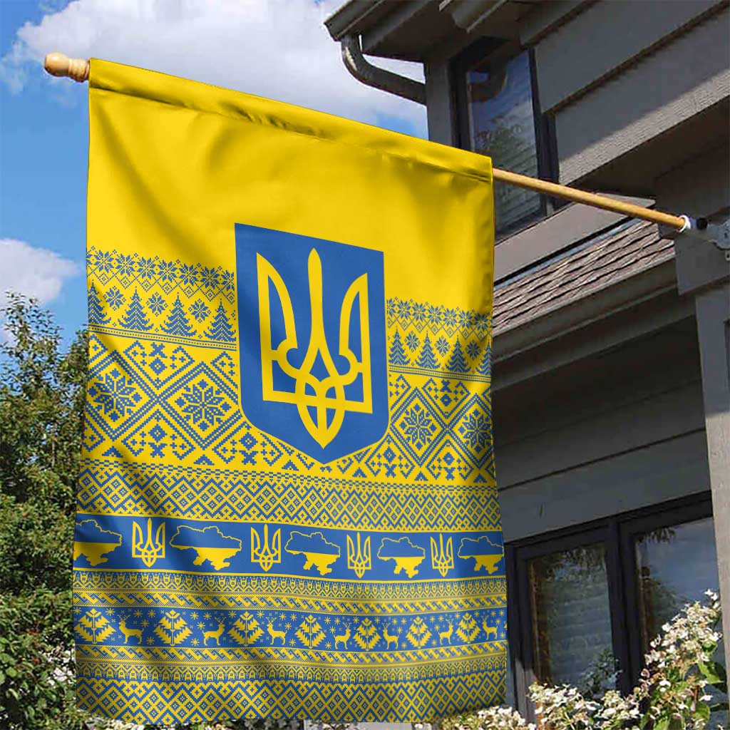 Ukraine Trident Christmas Garden Flag Vyshyvanka Patterns - Wonder Print Shop