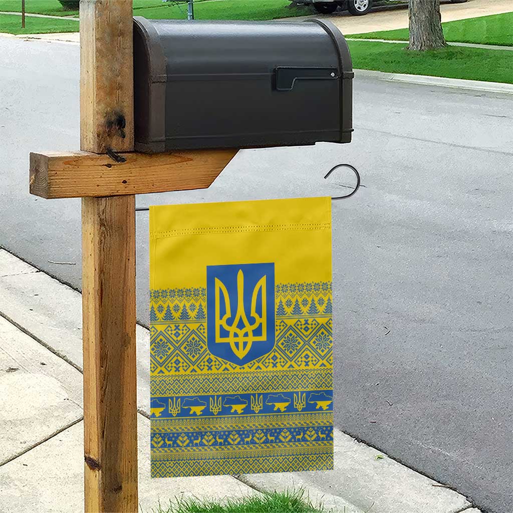 Ukraine Trident Christmas Garden Flag Vyshyvanka Patterns - Wonder Print Shop
