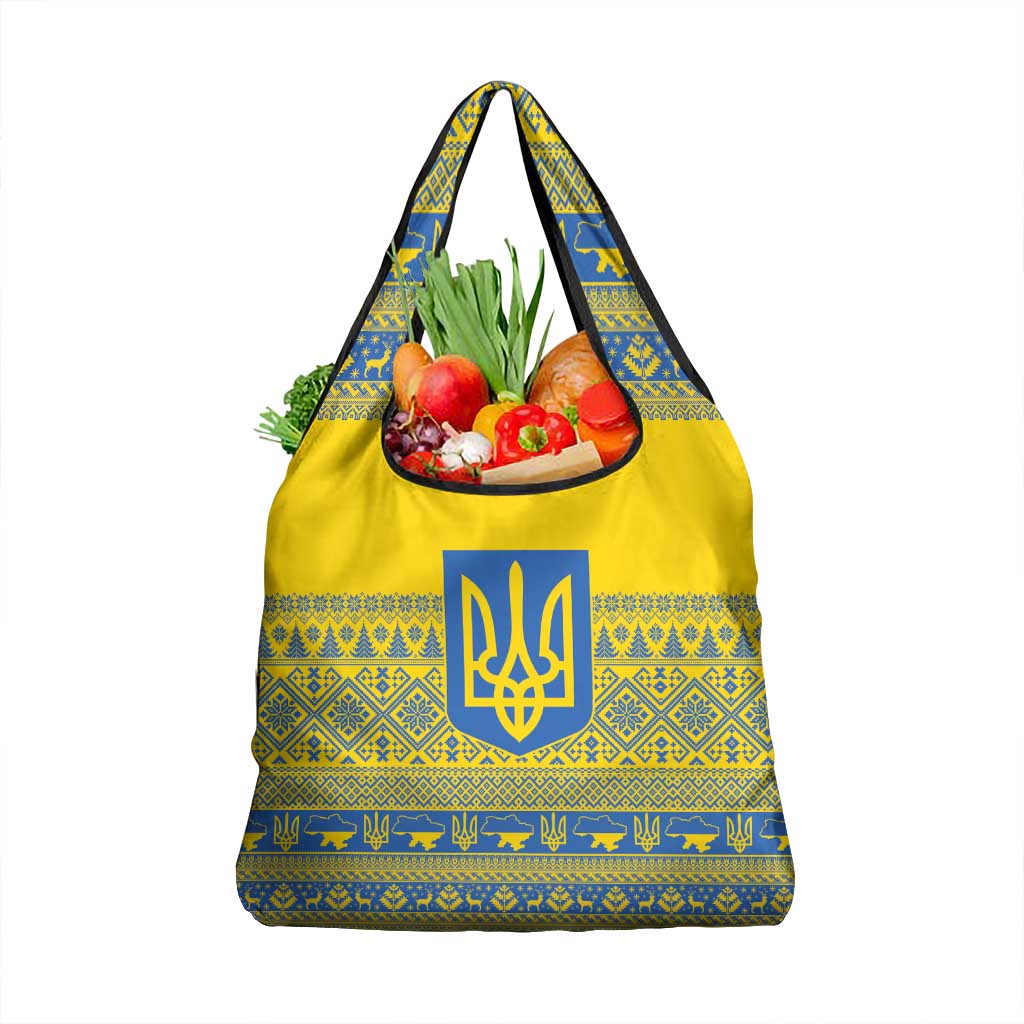 Ukraine Trident Christmas Grocery Bag Vyshyvanka Patterns - Wonder Print Shop