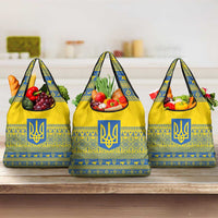Ukraine Trident Christmas Grocery Bag Vyshyvanka Patterns - Wonder Print Shop